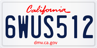 CA license plate 6WUS512