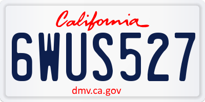 CA license plate 6WUS527