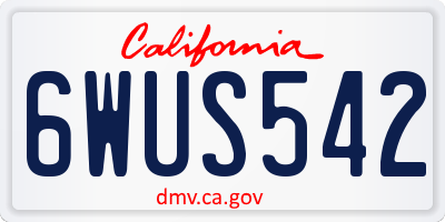 CA license plate 6WUS542