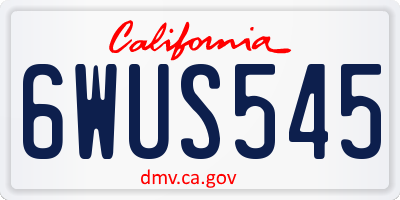 CA license plate 6WUS545