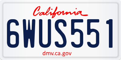 CA license plate 6WUS551