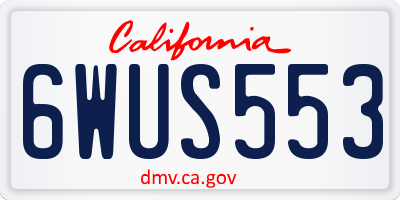 CA license plate 6WUS553