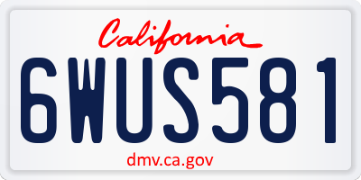 CA license plate 6WUS581