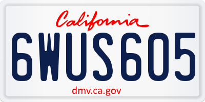CA license plate 6WUS605