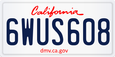CA license plate 6WUS608