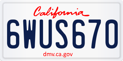 CA license plate 6WUS670