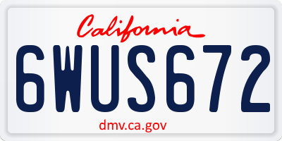 CA license plate 6WUS672