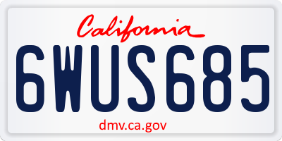 CA license plate 6WUS685