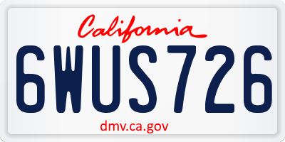 CA license plate 6WUS726