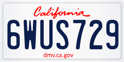 CA license plate 6WUS729