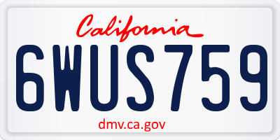 CA license plate 6WUS759