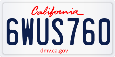 CA license plate 6WUS760