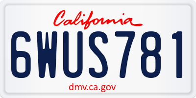 CA license plate 6WUS781
