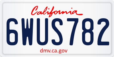 CA license plate 6WUS782