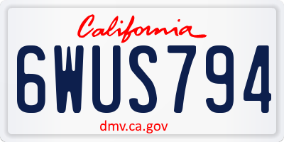 CA license plate 6WUS794