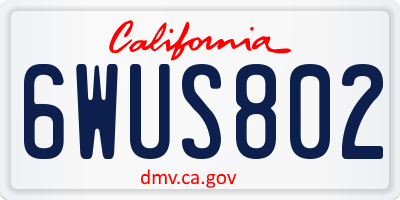 CA license plate 6WUS802
