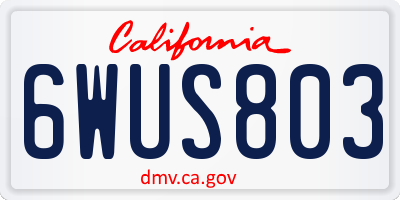 CA license plate 6WUS803