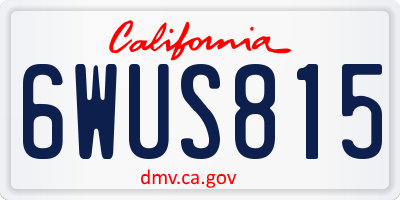 CA license plate 6WUS815
