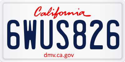 CA license plate 6WUS826