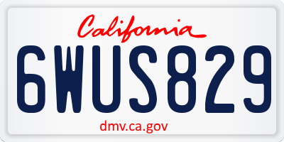 CA license plate 6WUS829