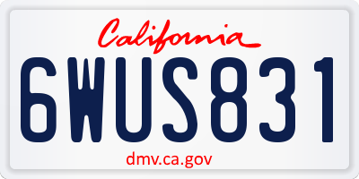 CA license plate 6WUS831