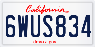 CA license plate 6WUS834
