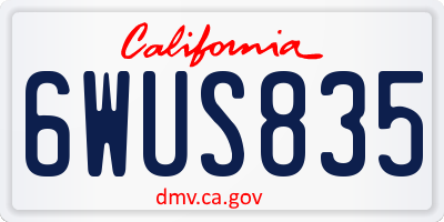 CA license plate 6WUS835