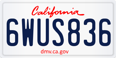 CA license plate 6WUS836