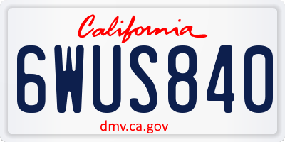 CA license plate 6WUS840