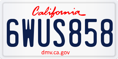 CA license plate 6WUS858