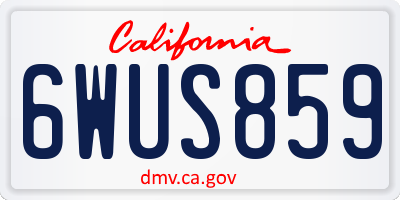 CA license plate 6WUS859