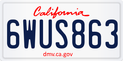 CA license plate 6WUS863