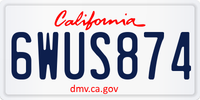 CA license plate 6WUS874