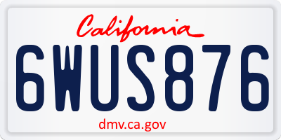 CA license plate 6WUS876