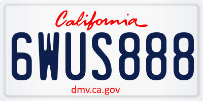 CA license plate 6WUS888