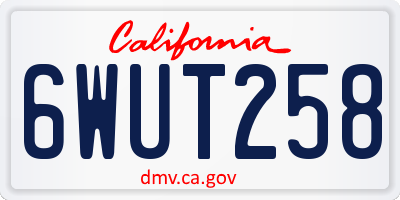 CA license plate 6WUT258