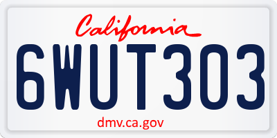CA license plate 6WUT303