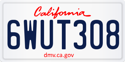 CA license plate 6WUT308