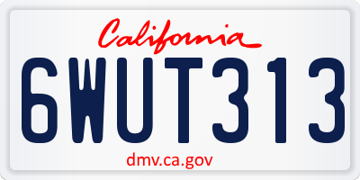 CA license plate 6WUT313