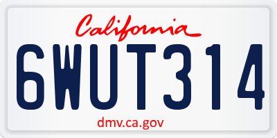 CA license plate 6WUT314