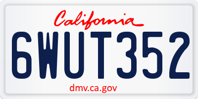 CA license plate 6WUT352