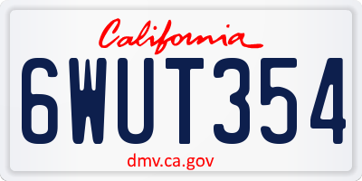 CA license plate 6WUT354