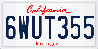 CA license plate 6WUT355