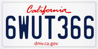 CA license plate 6WUT366