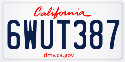 CA license plate 6WUT387