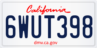 CA license plate 6WUT398