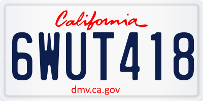 CA license plate 6WUT418