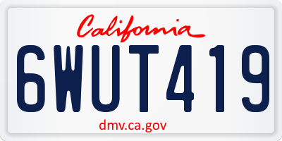 CA license plate 6WUT419