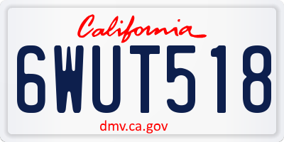CA license plate 6WUT518