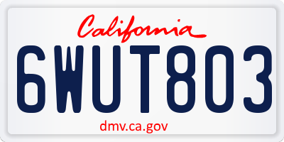 CA license plate 6WUT803
